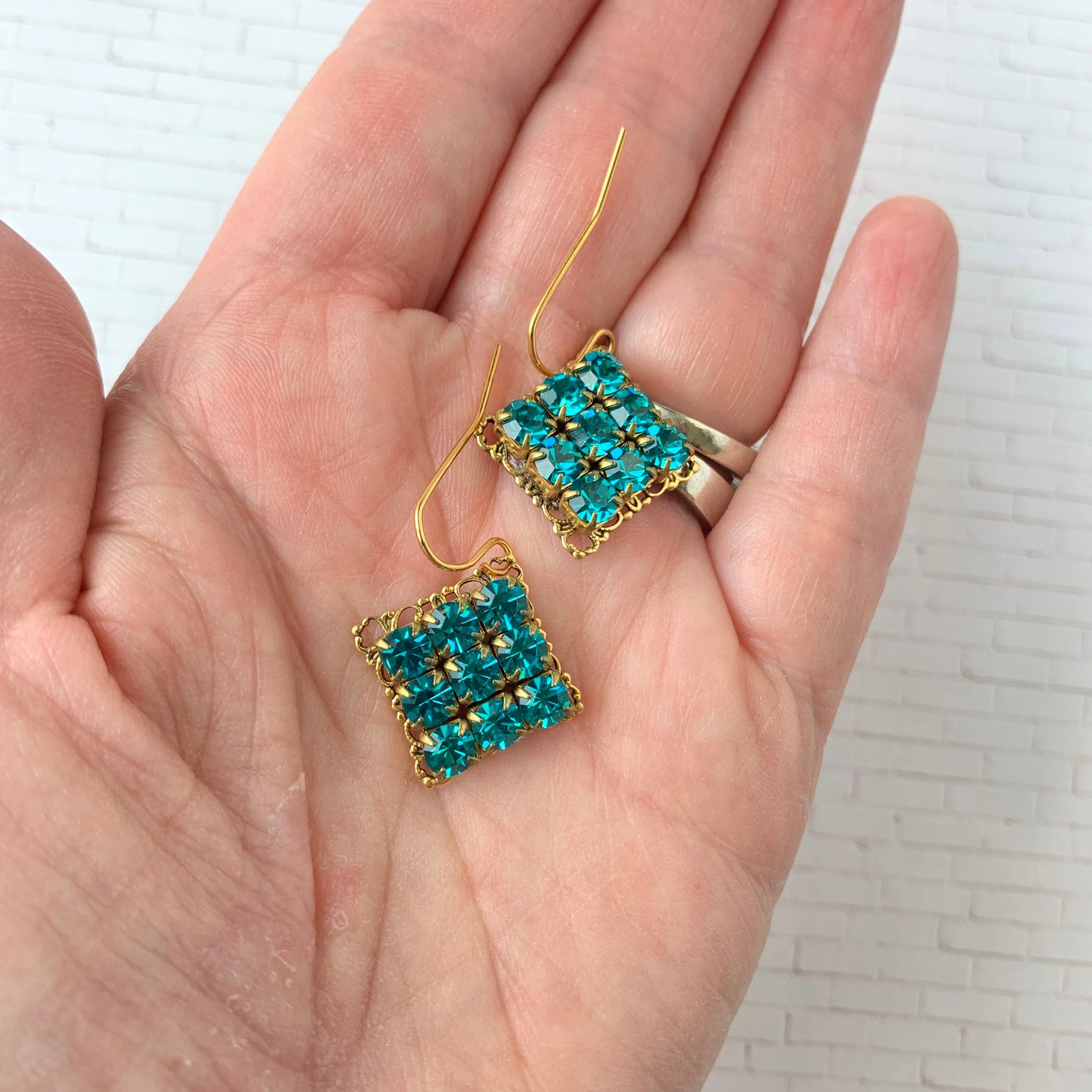 Swarovski Bling Square Earrings - Choice of Color