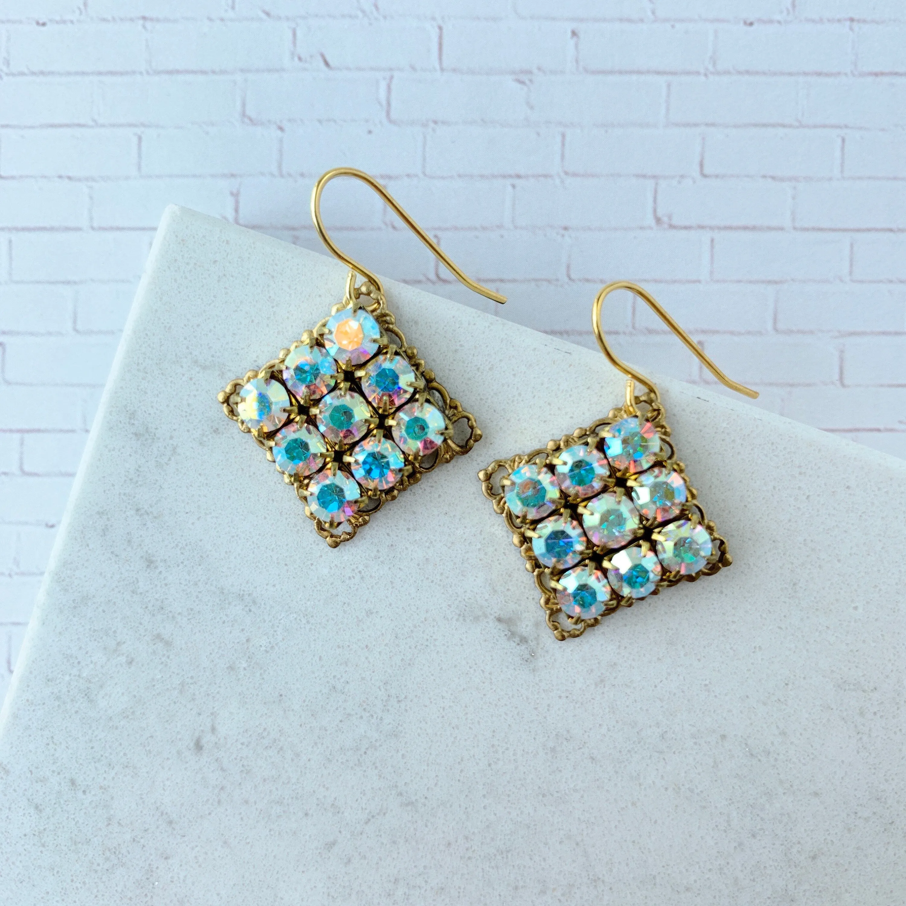 Swarovski Bling Square Earrings - Choice of Color