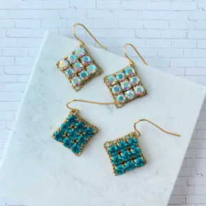 Swarovski Bling Square Earrings - Choice of Color