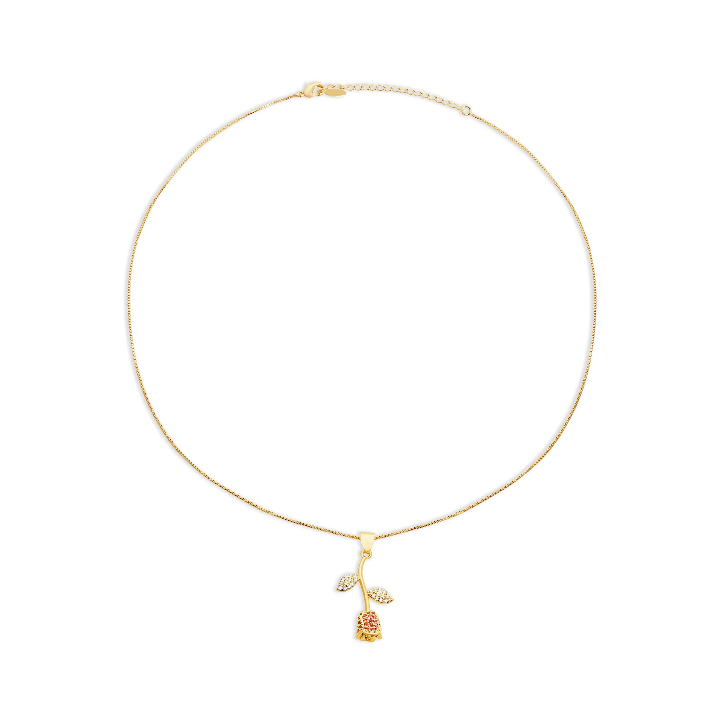 THE PAVE' RUBY ROSE PENDANT NECKLACE