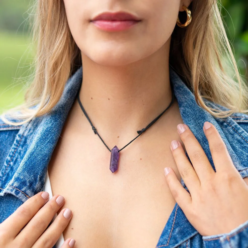 Unisex Amethyst Point Necklace