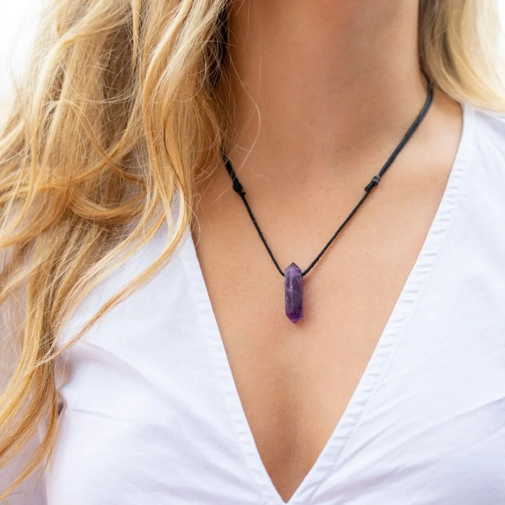 Unisex Amethyst Point Necklace