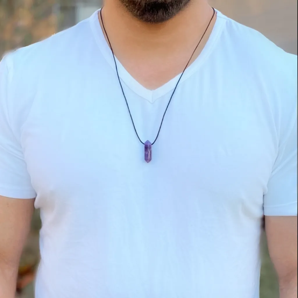 Unisex Amethyst Point Necklace