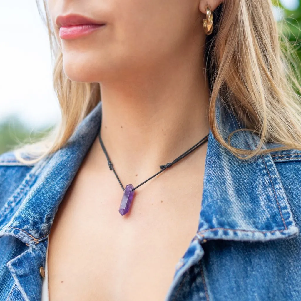 Unisex Amethyst Point Necklace