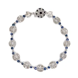 Vintage Platinum, Diamond and Sapphire Bracelet at Regard Jewelry in Austin, Texas
