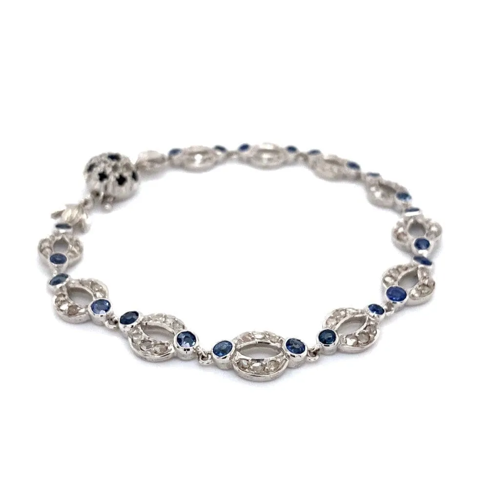 Vintage Platinum, Diamond and Sapphire Bracelet at Regard Jewelry in Austin, Texas