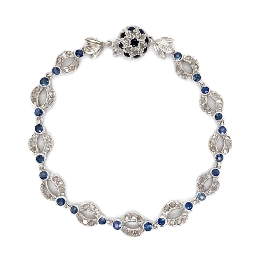Vintage Platinum, Diamond and Sapphire Bracelet at Regard Jewelry in Austin, Texas