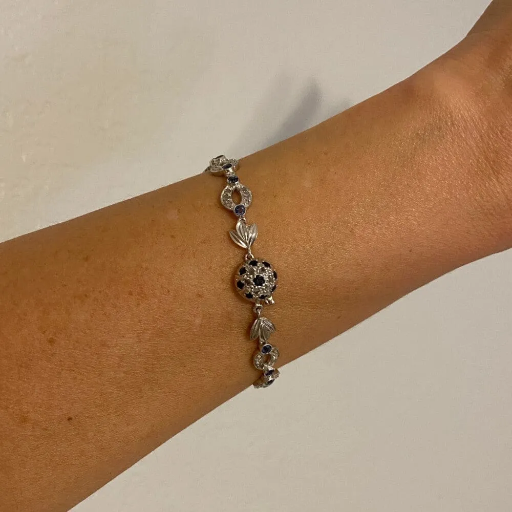 Vintage Platinum, Diamond and Sapphire Bracelet at Regard Jewelry in Austin, Texas