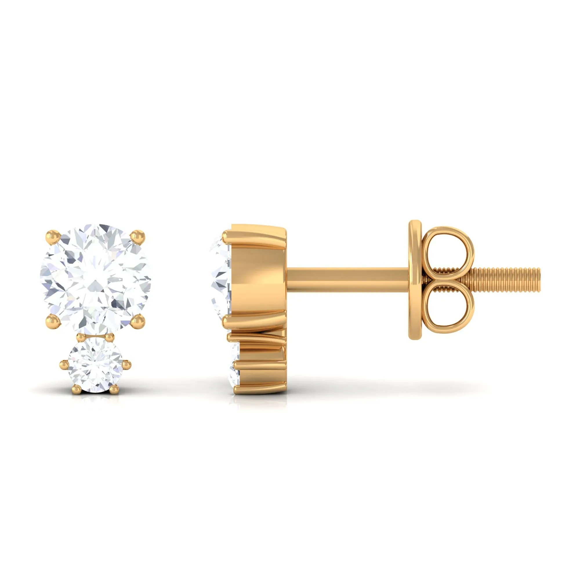Zircon Minimal Screw Back Stud Earrings